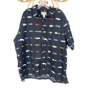 Vintage Men's Kahala fishing button down shirt Black short sleeve XXL